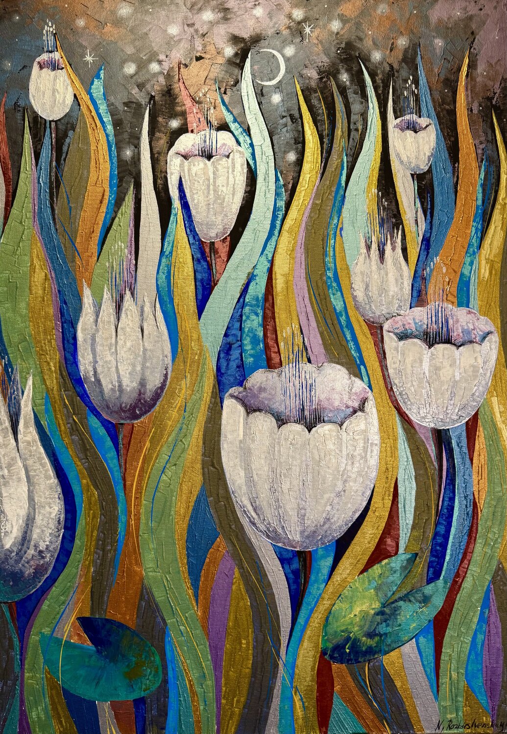 Lunar Garden 100x70 Original Painting Nataliya Rozhdestvenskaya Original painting for sale