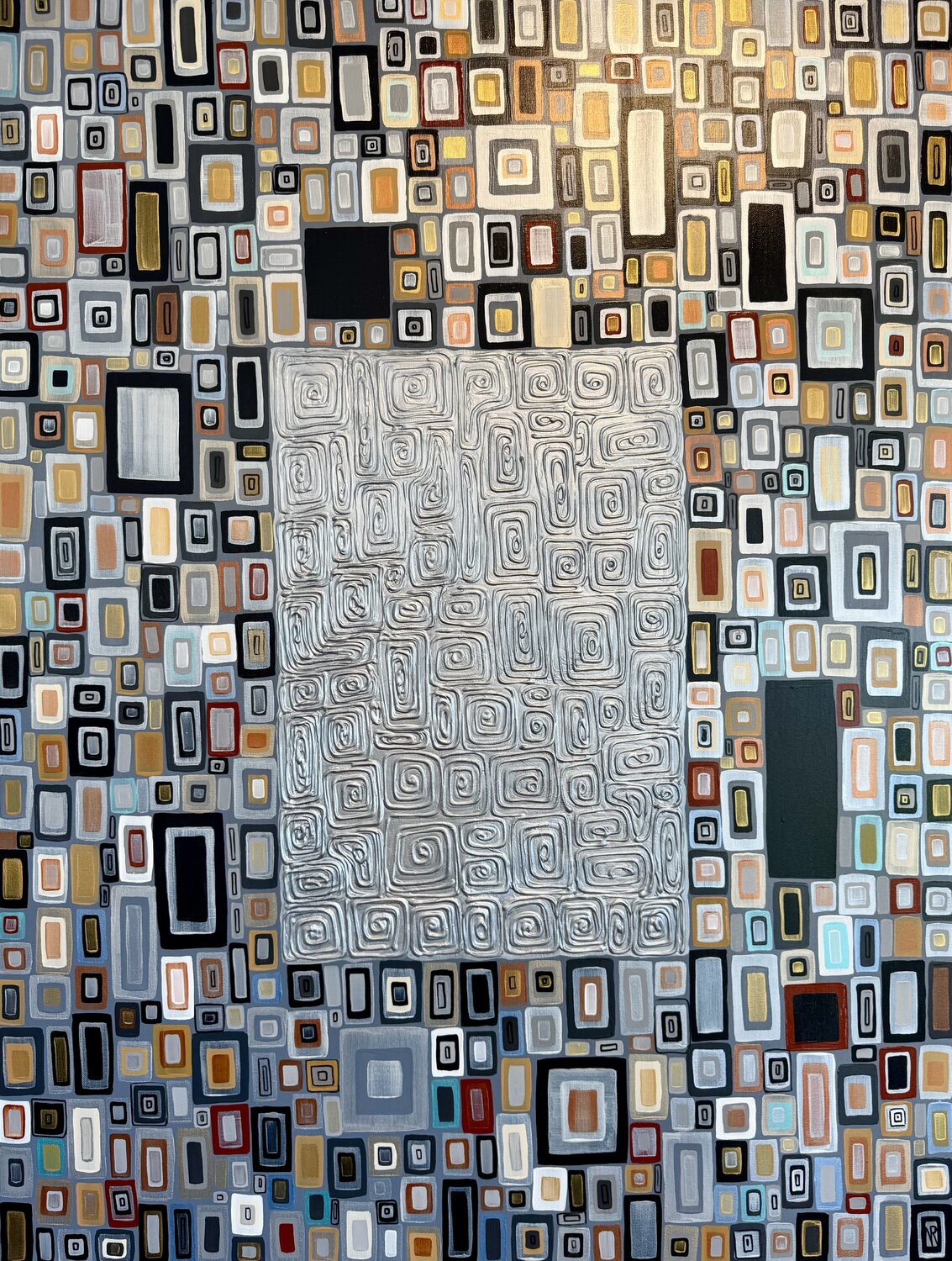 The Geometry of Memories  Inspired by Gustav Klimt 120x90  Original Painting Nataliya Rozhdestvenskaya Original painting for sale