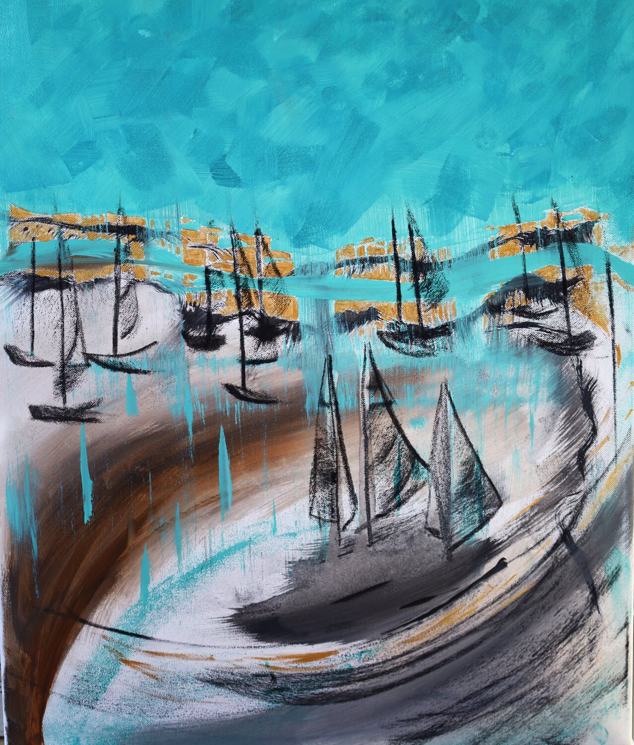 l'après midi à Collioure MONIQUE KAWKA Original painting for sale