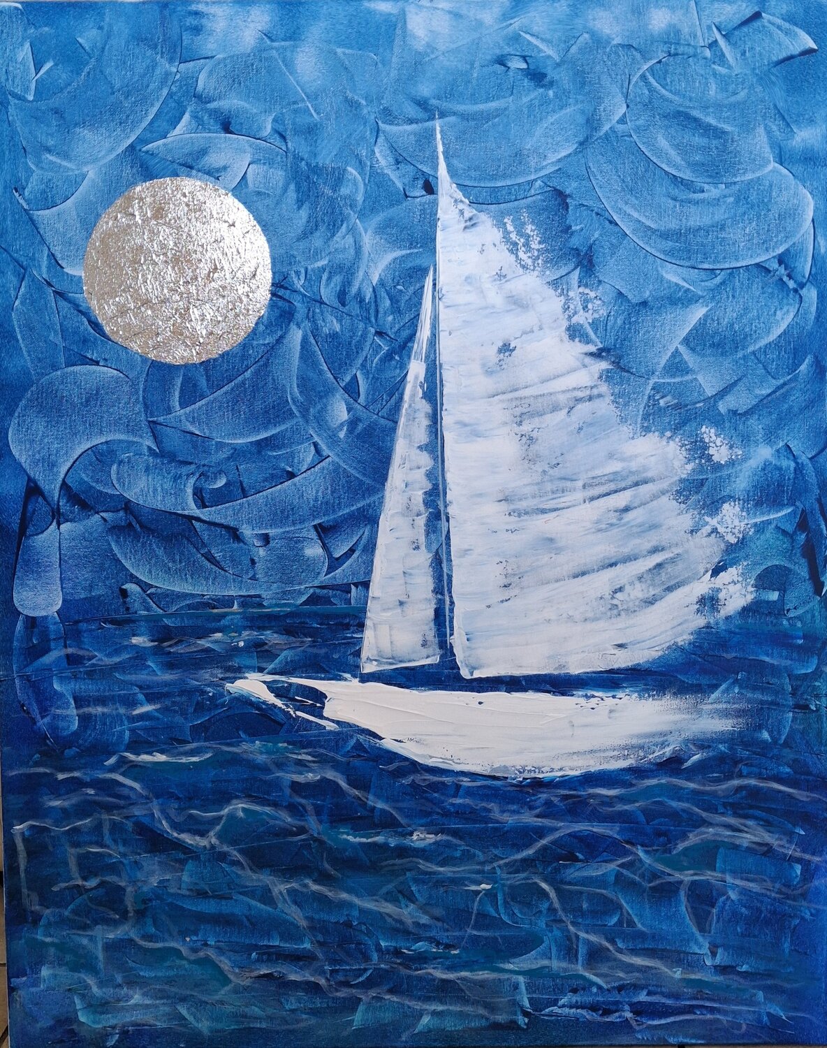 Et si la lune... MONIQUE KAWKA Original painting for sale