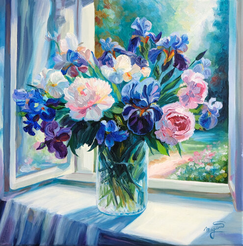 The iconic irises by Jana Magdova, Painting for Sale on Select