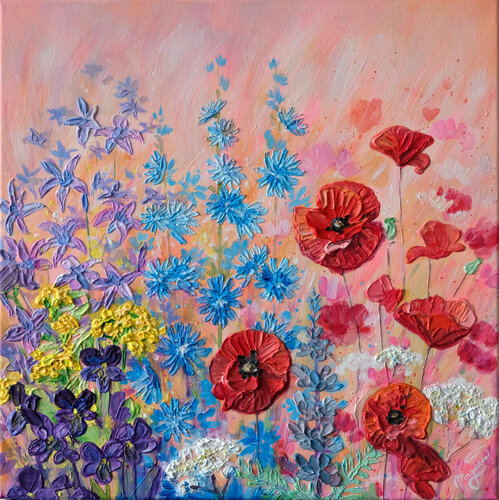 SUNRISE MEADOW WITH POPPIES by Jana Magdova, Painting for Sale on Select
