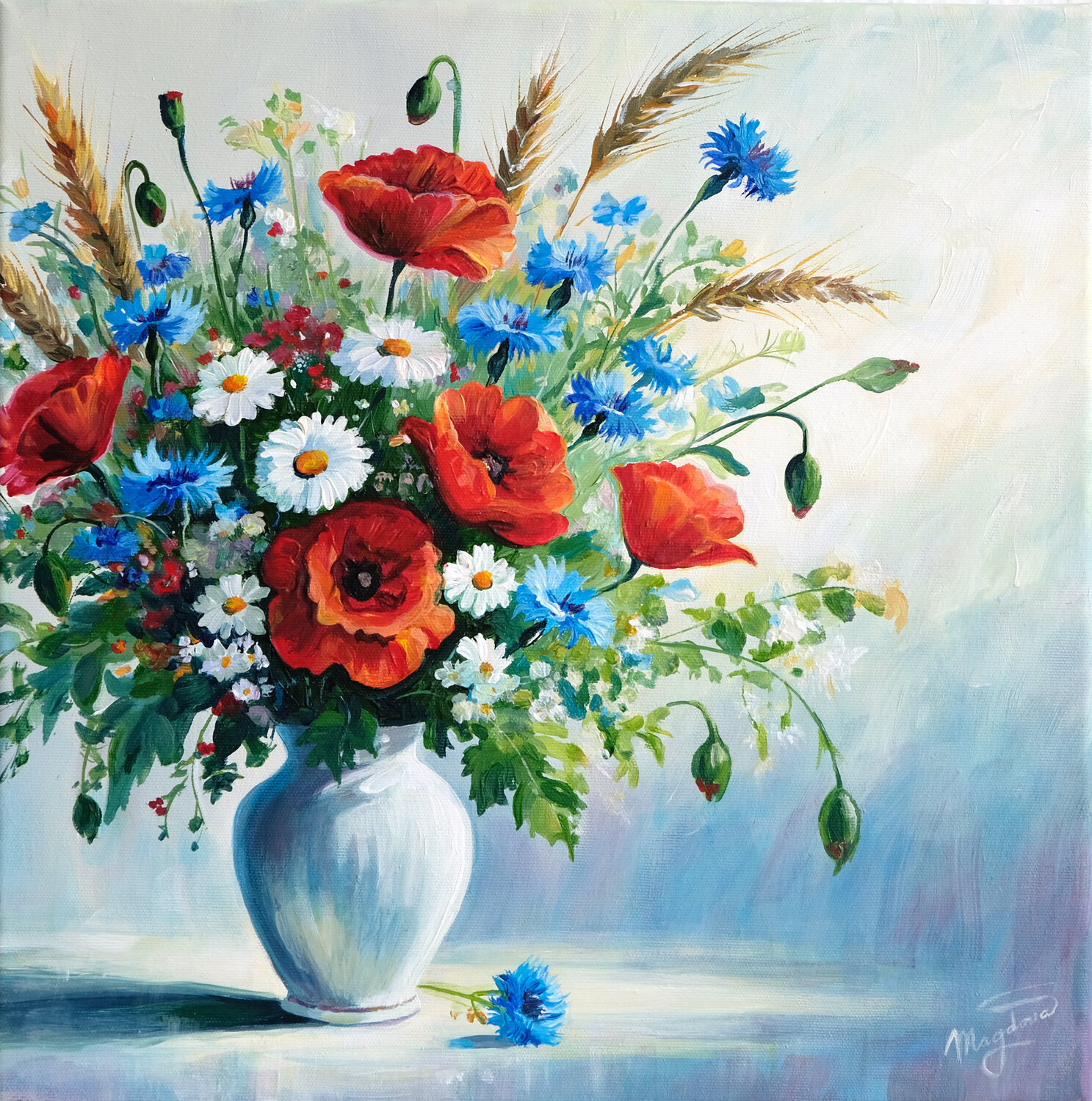 Decent red poppies Jana Magdova Original painting for sale
