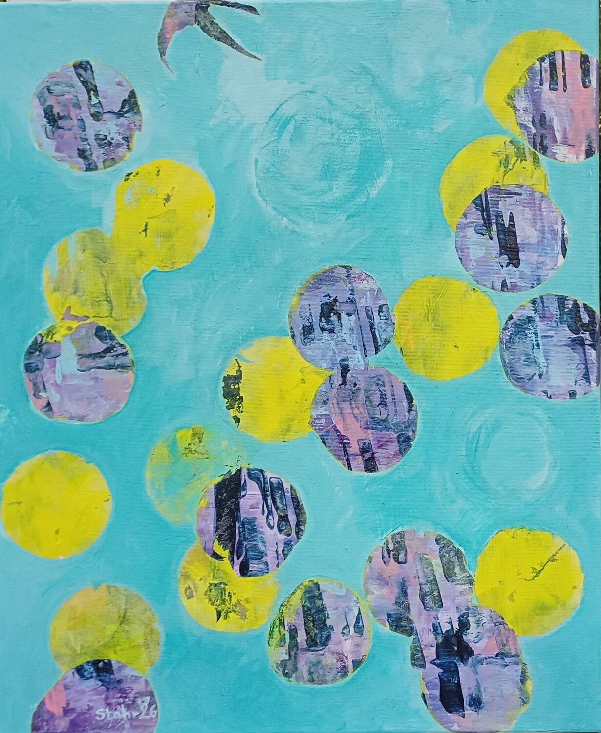 Kleine Schwalbe fliege hoch Susanne Stahr Original painting for sale