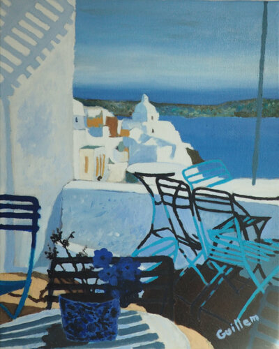 Santorini by Guillem Crespí Ginard, Painting for Sale on Select