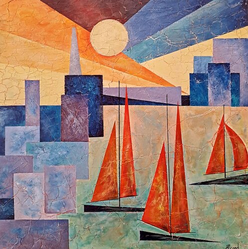 Au bord de l'eau by helene icard, Painting for Sale on Select