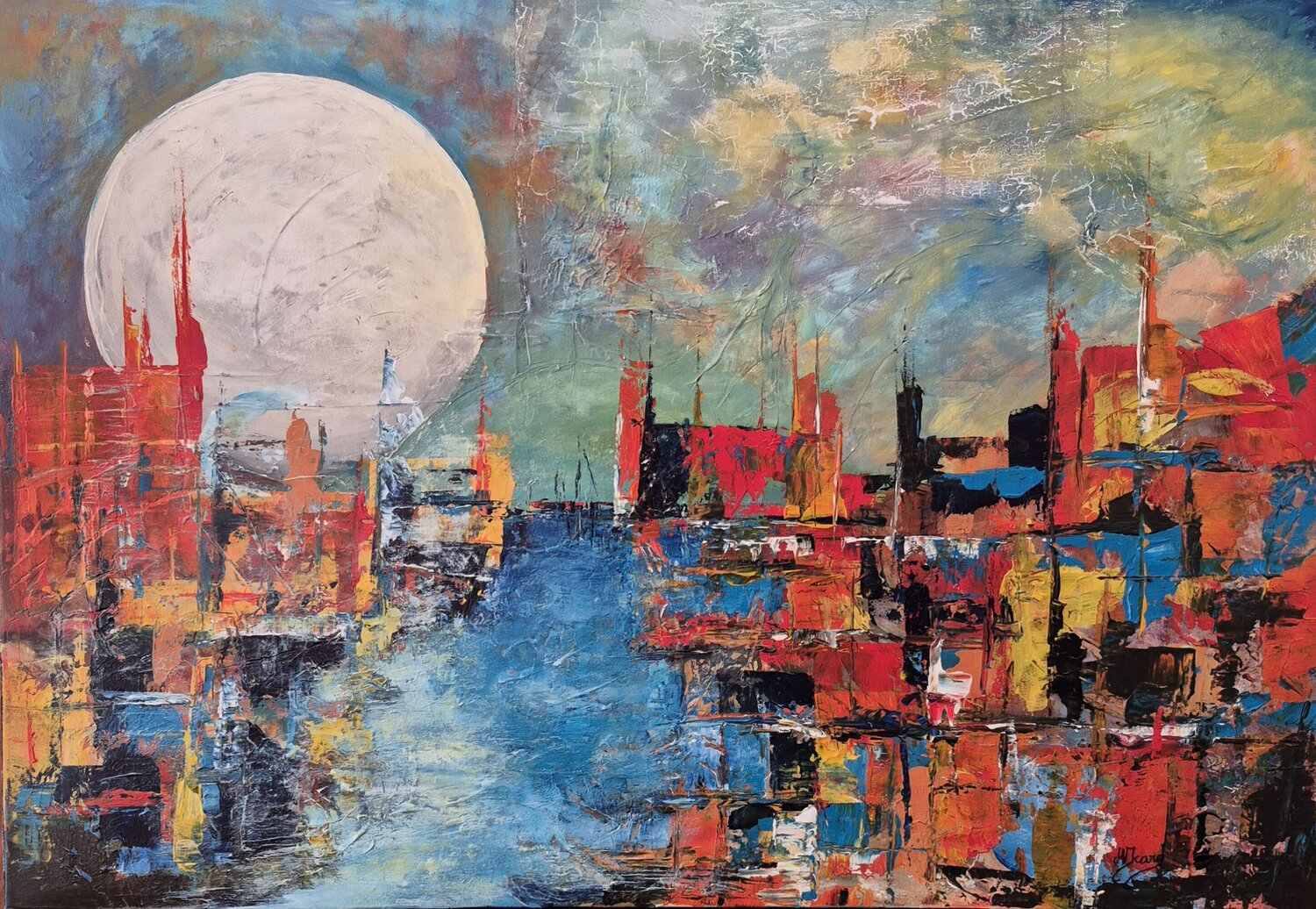 Dream Moon helene icard Original painting for sale