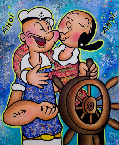 Popeye&Olivia - Call of the Sea by Nadine Riedl, Painting for Sale on Select