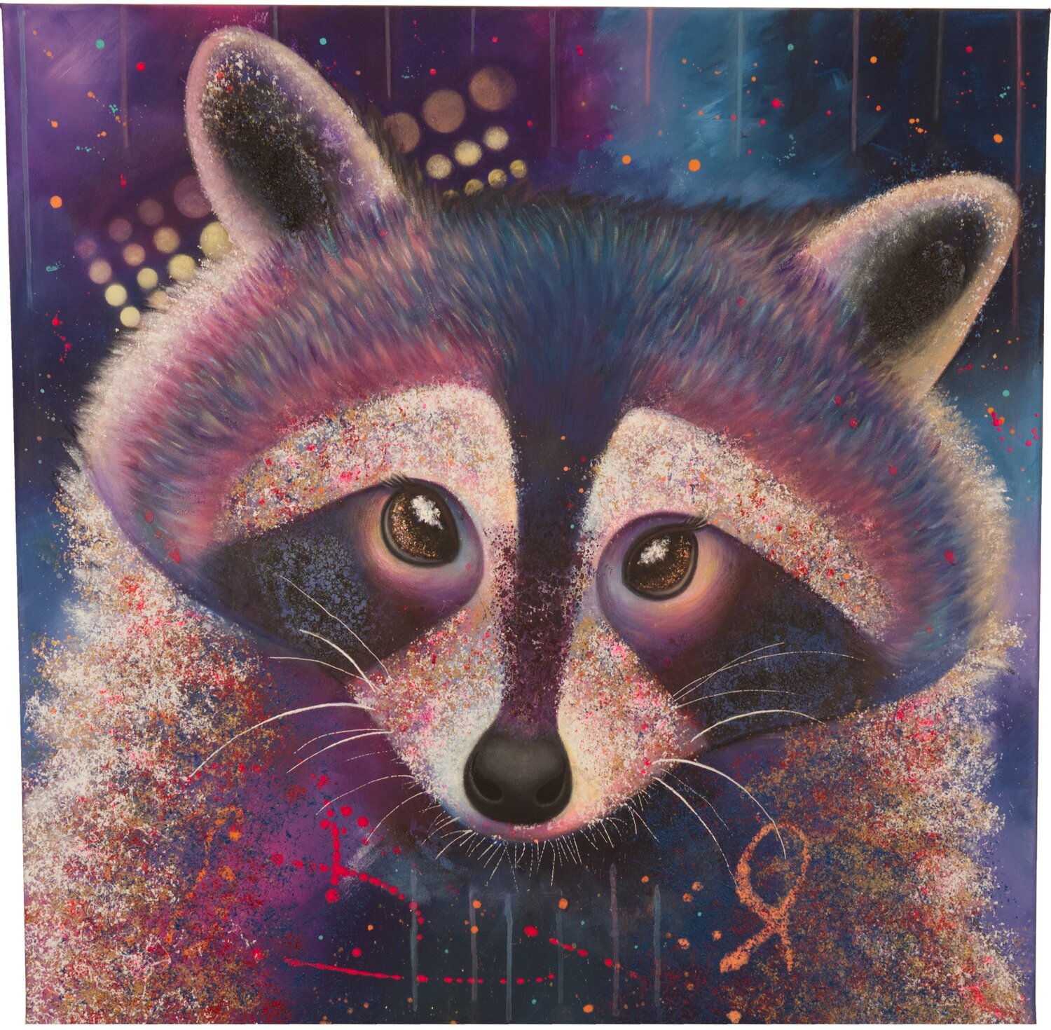 Smart Raccon Nadine Riedl Original painting for sale