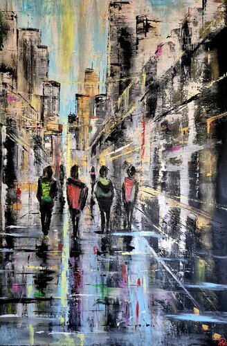 Shopping day by Petra Erengil, Painting for Sale on Select