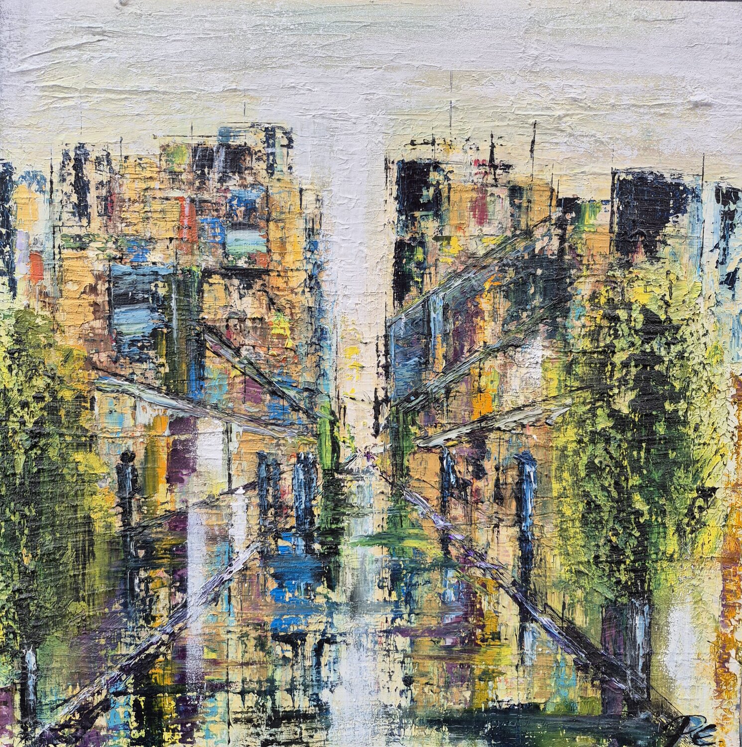 Begrünte Stadt Petra Erengil Original painting for sale
