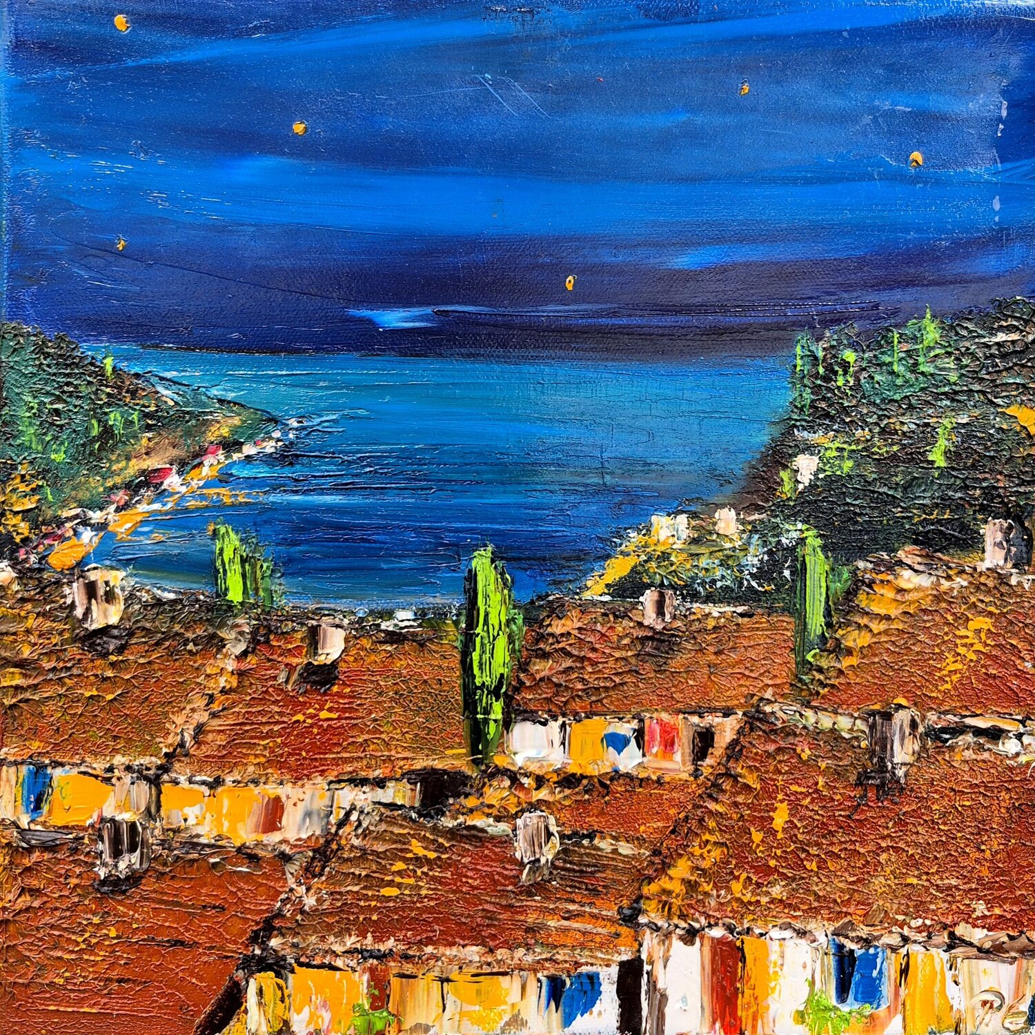 Hoch oben über Tignale Petra Erengil Original painting for sale