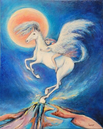 "Pégase" by Laurence Moretto, Painting for Sale on Select
