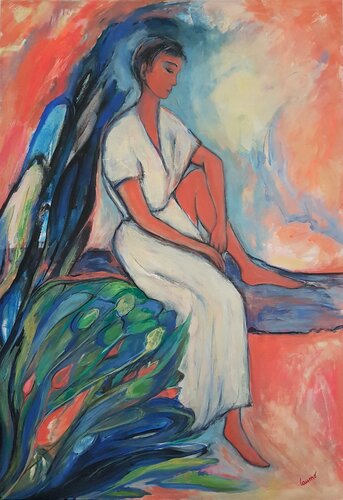 "Pensive" by Laurence Moretto, Painting for Sale on Select