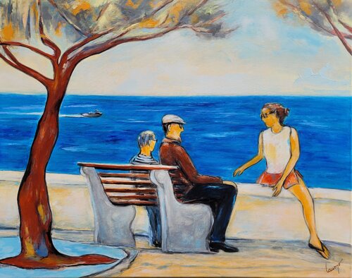 "Face à la mer" by Laurence Moretto, Painting for Sale on Select