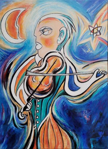 "Le violon dingue" by Laurence Moretto, Painting for Sale on Select