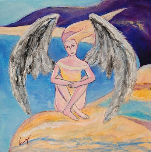 "Ange au repos" by Laurence Moretto, Painting for Sale on Select