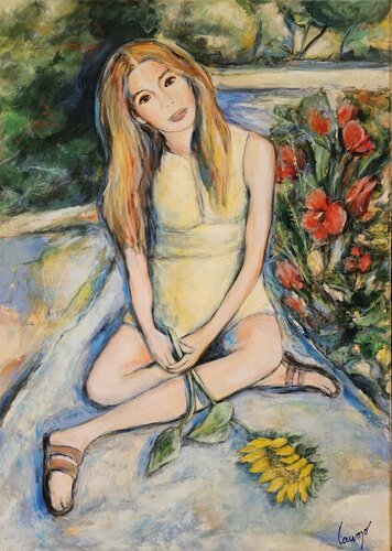 "Portrait de femme" (3) by Laurence Moretto, Painting for Sale on Select