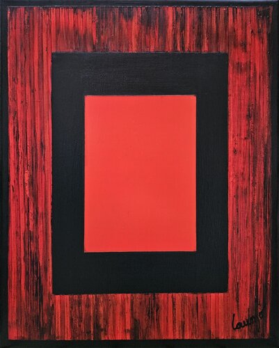 "Fenêtre dans l'abstraction (2) (verticale, rouge et noire)" by Laurence Moretto, Painting for Sale on Select