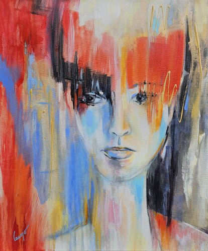 "Femme à la frange" by Laurence Moretto, Painting for Sale on Select
