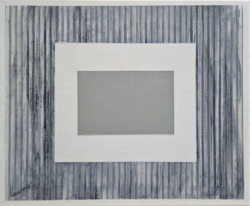 "Fenêtre dans l'abstraction (4), (horizontale,grise et blanche)" by Laurence Moretto, Painting for Sale on Select