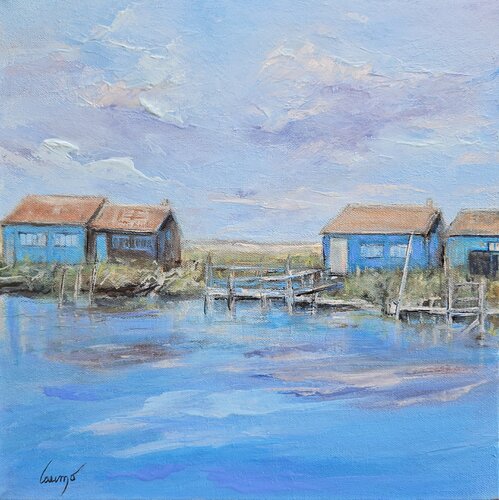 "Cabanes ostréïcoles" (Gironde/ France) by Laurence Moretto, Painting for Sale on Select