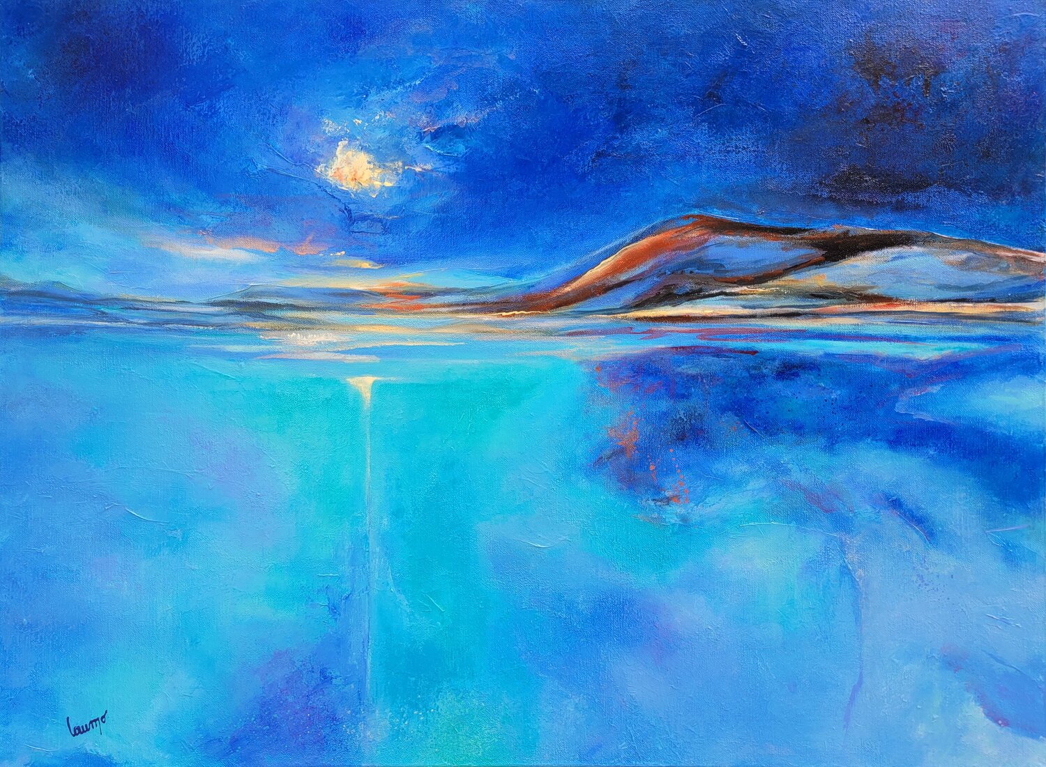 "Quand la nuit tombe sur l'océan" Laurence Moretto Original painting for sale