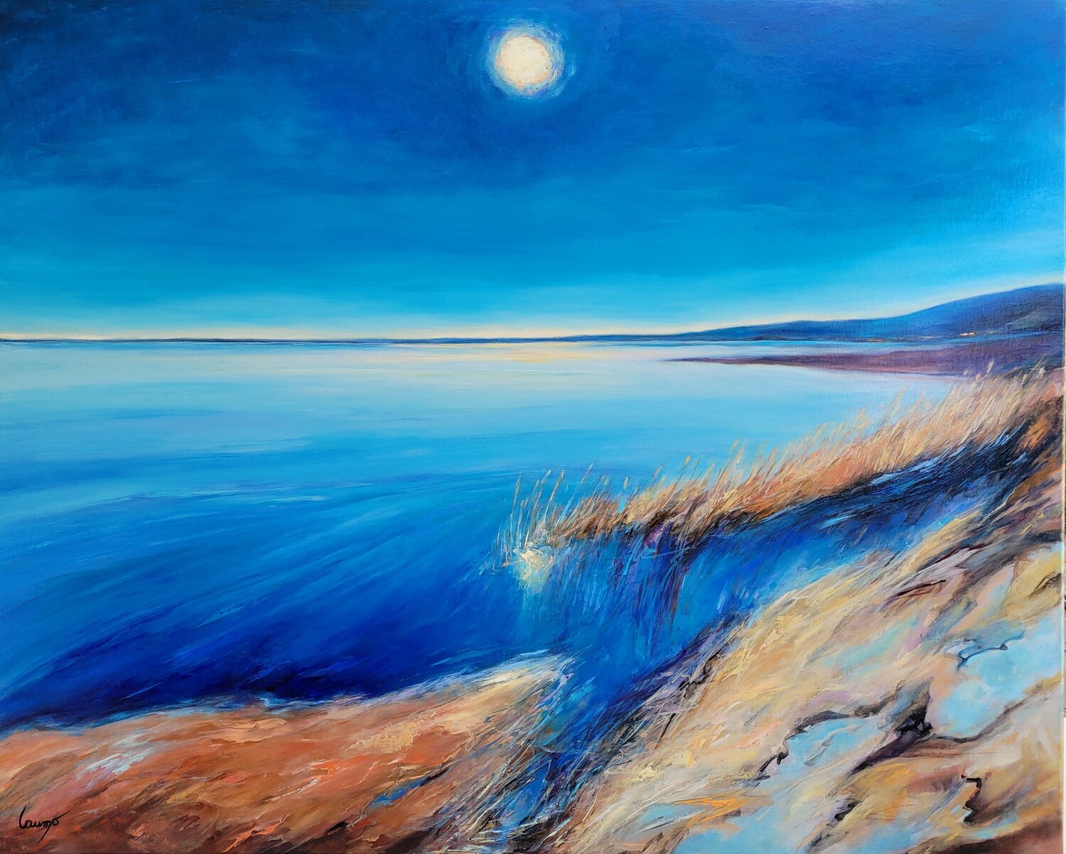 "Reflets la nuit" Laurence Moretto Original painting for sale