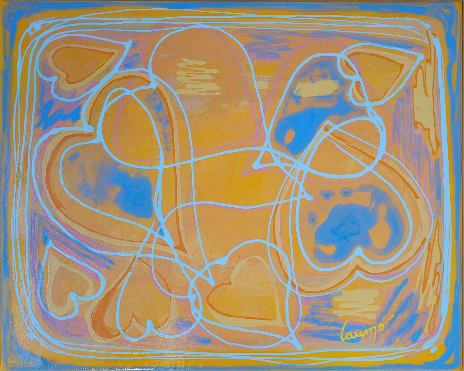 "Tous ces coeurs... (pour vous)" Laurence Moretto Original painting for sale
