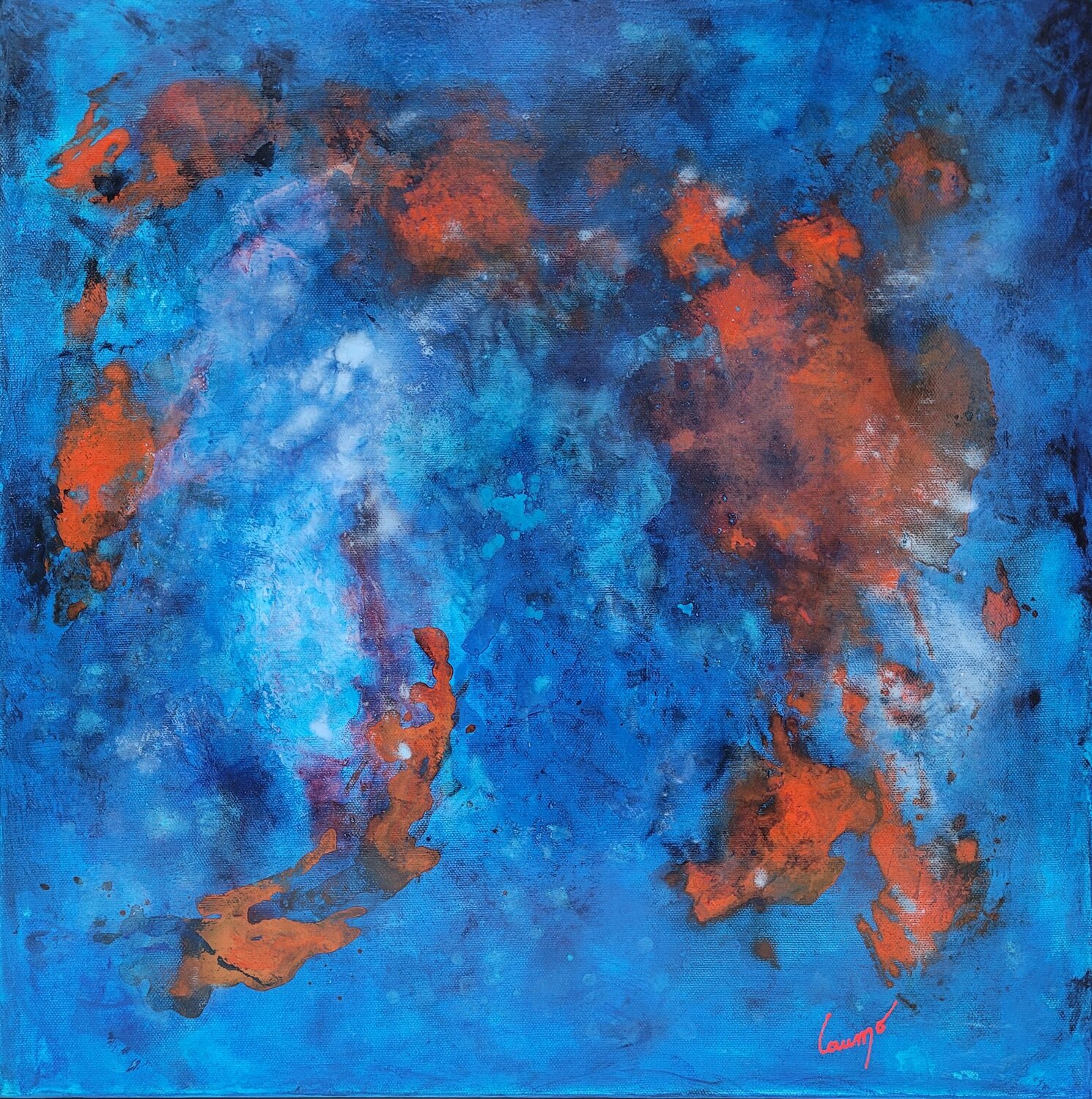 "Habillé de bleu et de rouge" Laurence Moretto Original painting for sale