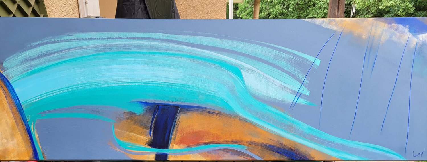 "Ligne verte" Laurence Moretto Original painting for sale
