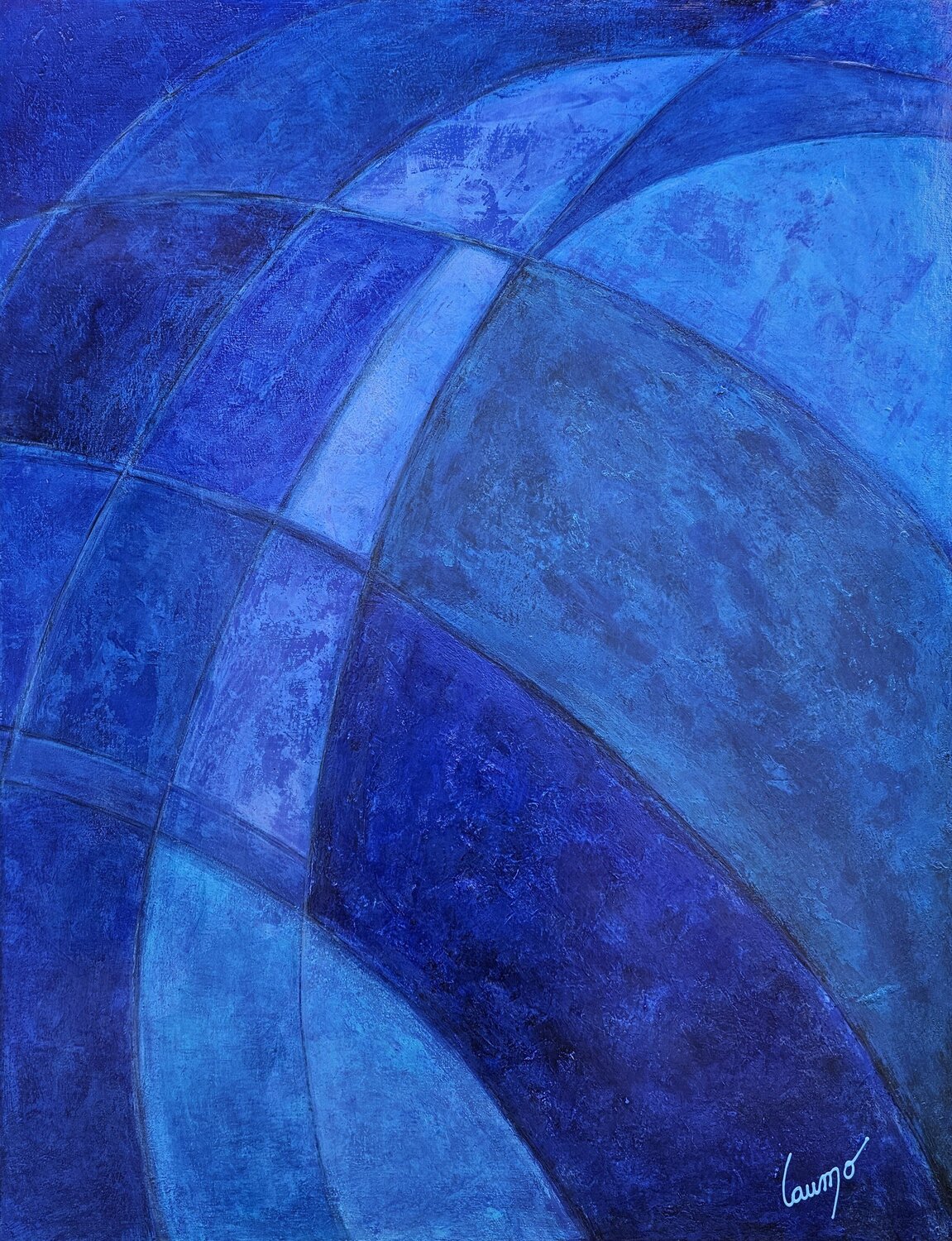 "Méditation bleue" Laurence Moretto Original painting for sale