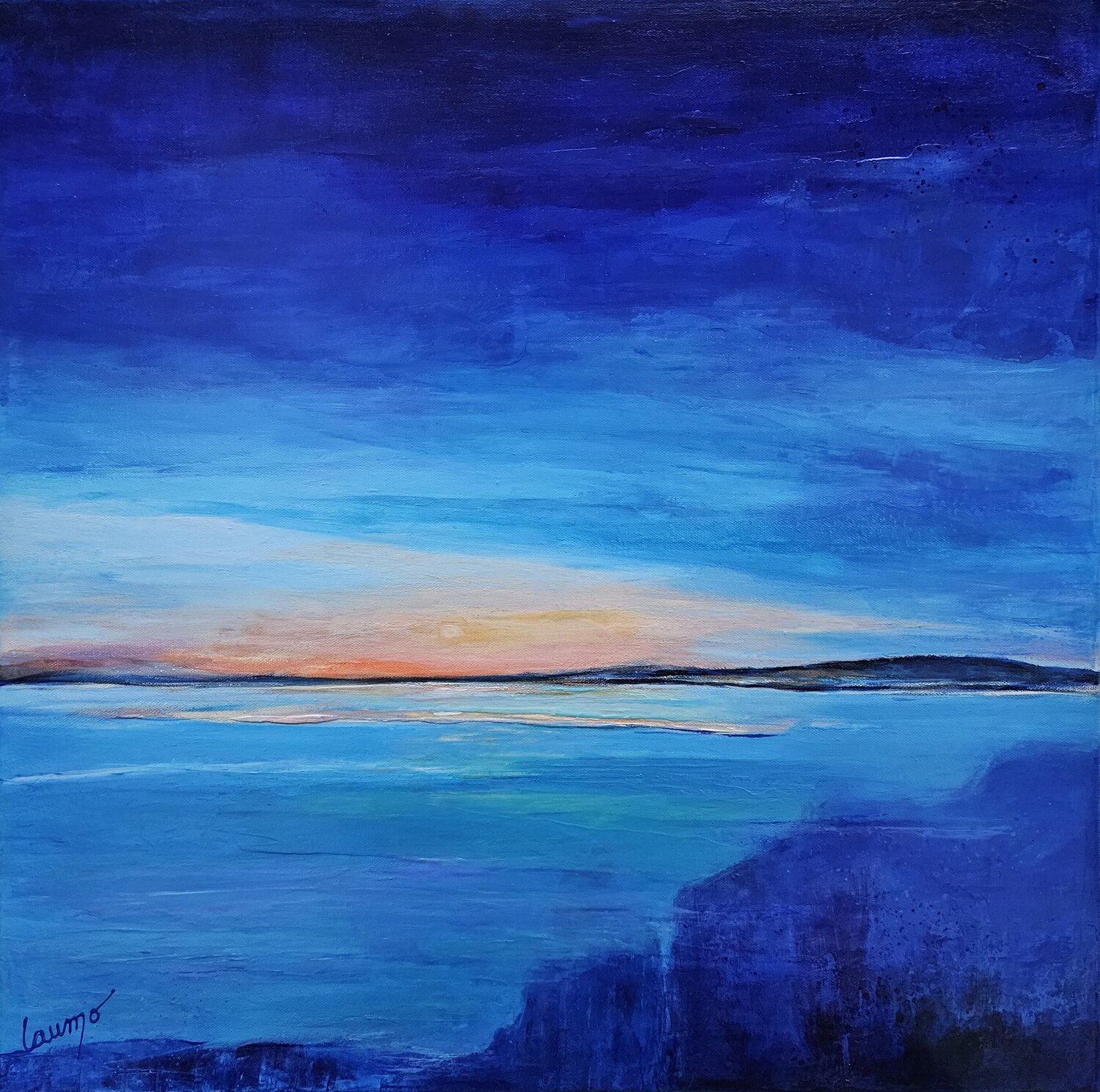 "Dernier rayon entre ciel et mer" Laurence Moretto Original painting for sale