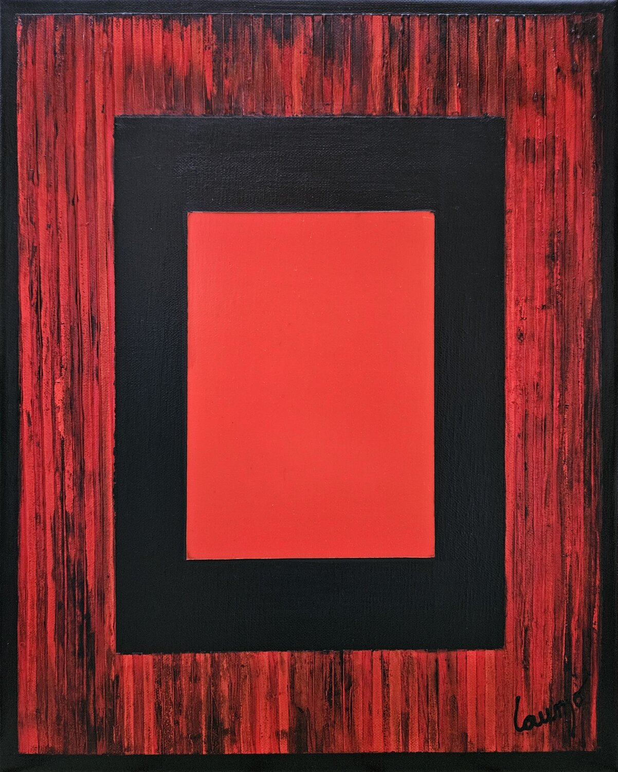 "Fenêtre dans l'abstraction (2) (verticale, rouge et noire)" Laurence Moretto Original painting for sale