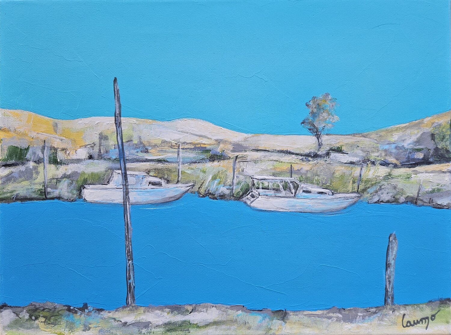 "Un si joli petit port" (2) Laurence Moretto Originalgemälde zu verkaufen