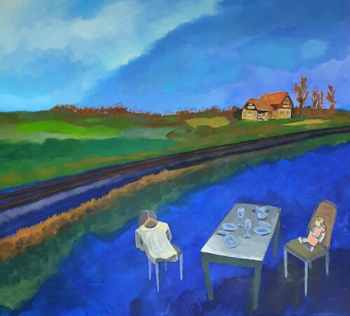 At the empty table by Sarah Hamm, Painting for Sale on Select