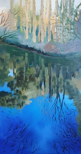 The sky in the lake by Sarah Hamm, Painting for Sale on Select