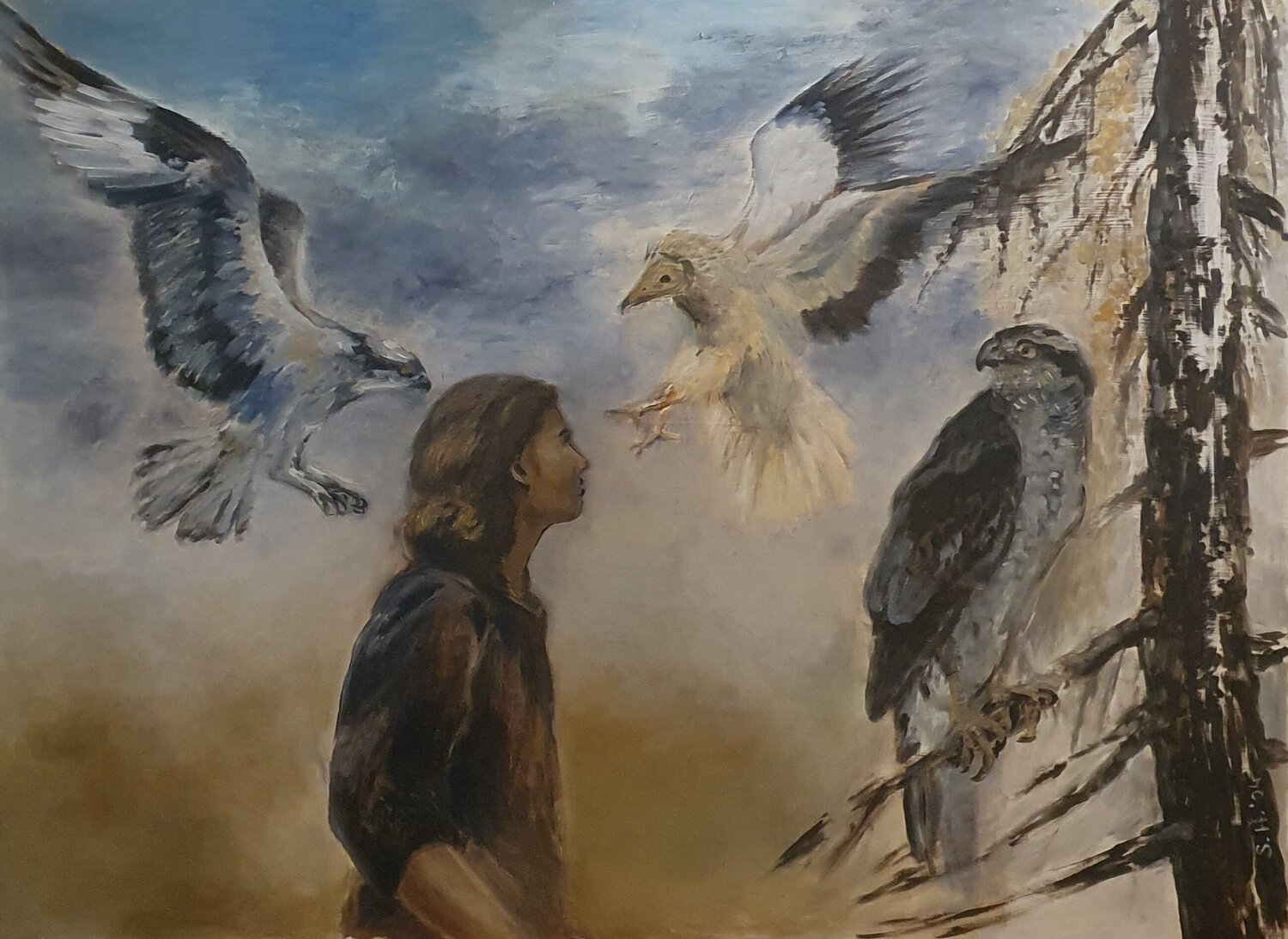 The birds Sarah Hamm Original painting for sale