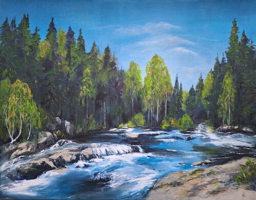 Scandinavian Landscape, the Energie of Water by Henriette Lorkowski, Painting for Sale on Select