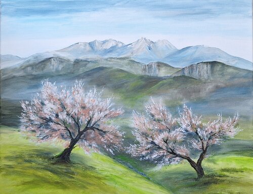 Zeit der Mandelblüte by Henriette Lorkowski, Painting for Sale on Select