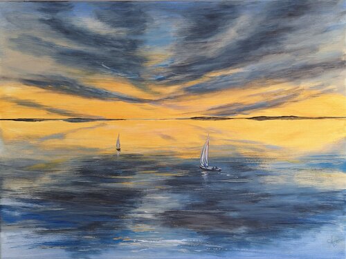 Begegnung im Abendlicht by Henriette Lorkowski, Painting for Sale on Select
