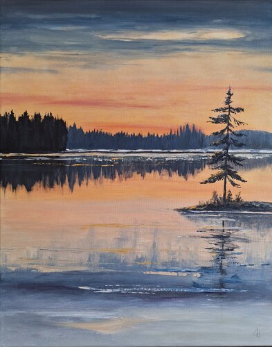 Abendlicht am See by Henriette Lorkowski, Painting for Sale on Select