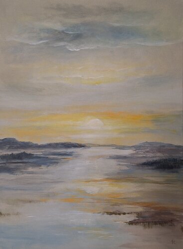 Stille am Wasser by Henriette Lorkowski, Painting for Sale on Select