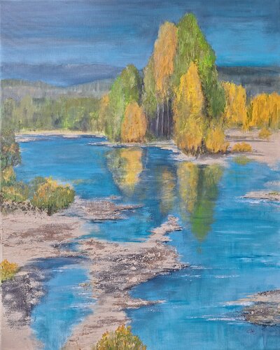 Sonniger Platz am Fluss by Henriette Lorkowski, Painting for Sale on Select