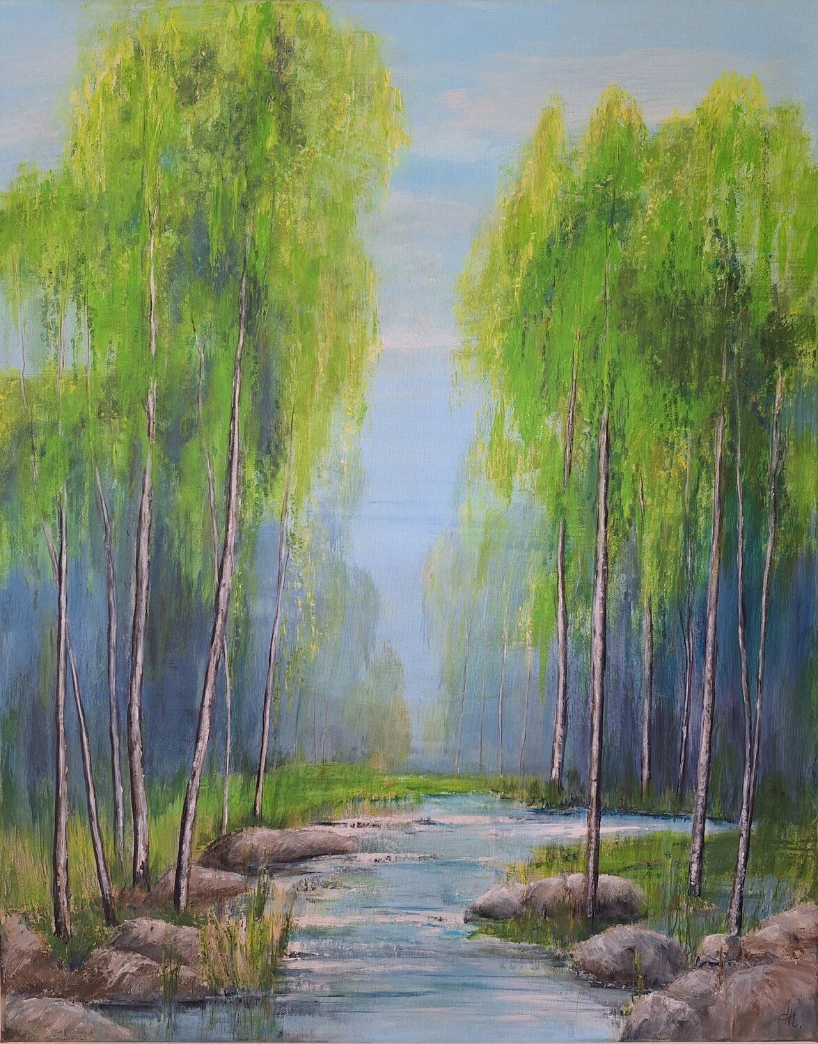 Birken am Wasser Henriette Lorkowski Original painting for sale