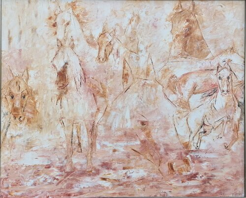 Chevaux by Christiane Benoit, Painting for Sale on Select