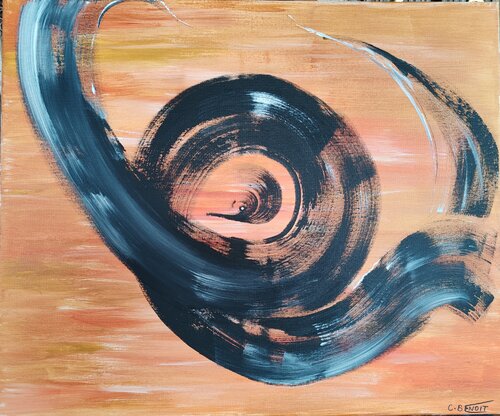 " Figures noires sur fond rouge " by Christiane Benoit, Painting for Sale on Select