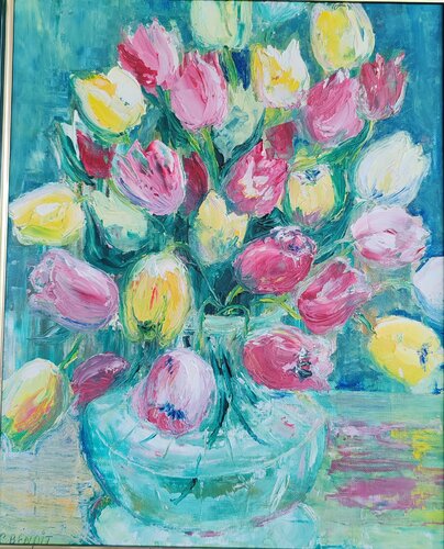 Bouquet de tulipes by Christiane Benoit, Painting for Sale on Select
