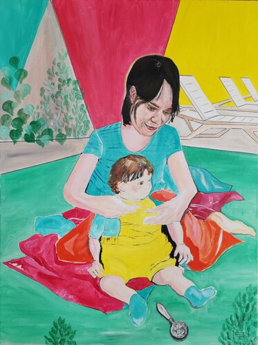 Le hochet by Christiane Benoit, Painting for Sale on Select