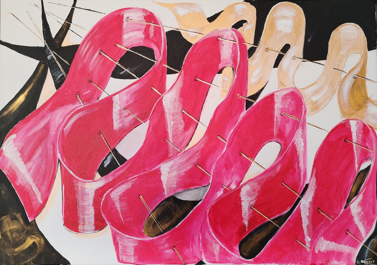 Capture de rubans Christiane Benoit Original painting for sale